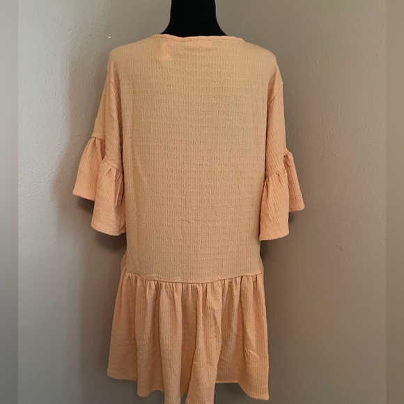 Petal Dew Textured Peplum V-Neck Flounce Sleeve Dress - Picture 3 of 5